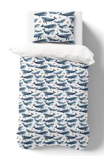 Organik Tek Kişilik Nevresim Takımı (160x220) - Balina Masalı - Görsel 2