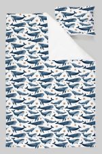Organik Tek Kişilik Nevresim Takımı (160x220) - Balina Masalı - Görsel 3