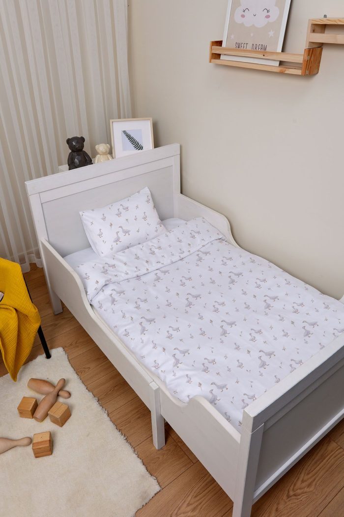 Organik Çarşaflı Bebek Nevresim Takımı (100x150) - Huzurlu Kanatlar - Görsel 2