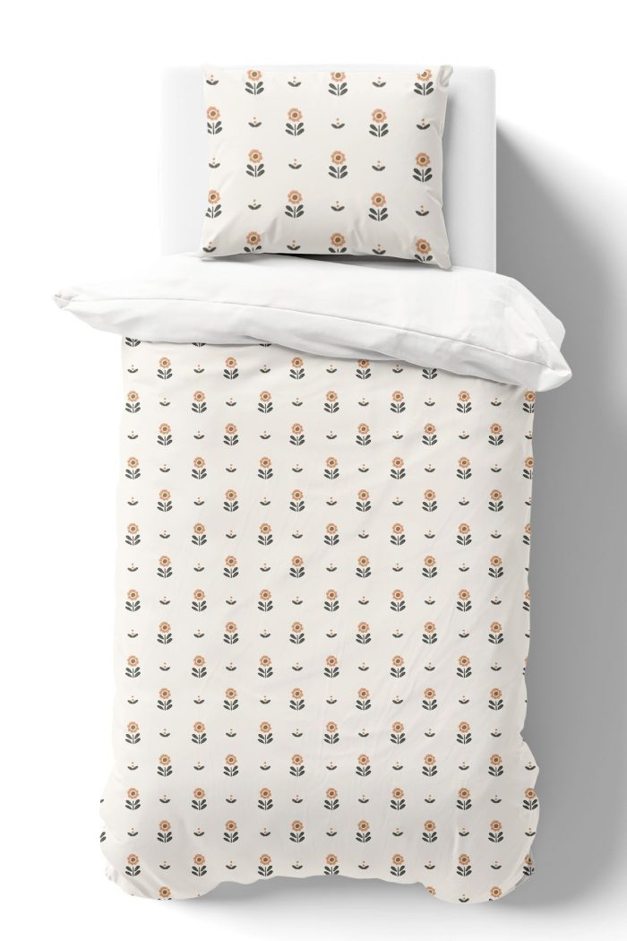 Organik Tek Kişilik Nevresim Takımı (160x220) - Minik Papatya Çiçeği - Görsel 2