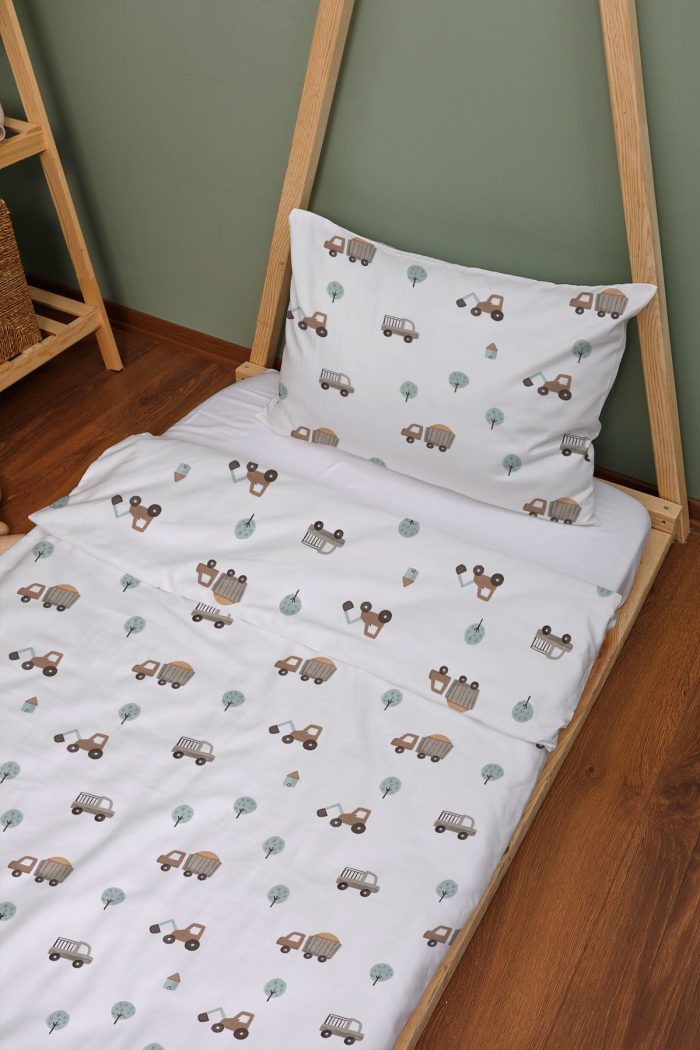 Organik Montessori Nevresim Seti (100x200) - Küçük Mühendis Rüyası - Görsel 2