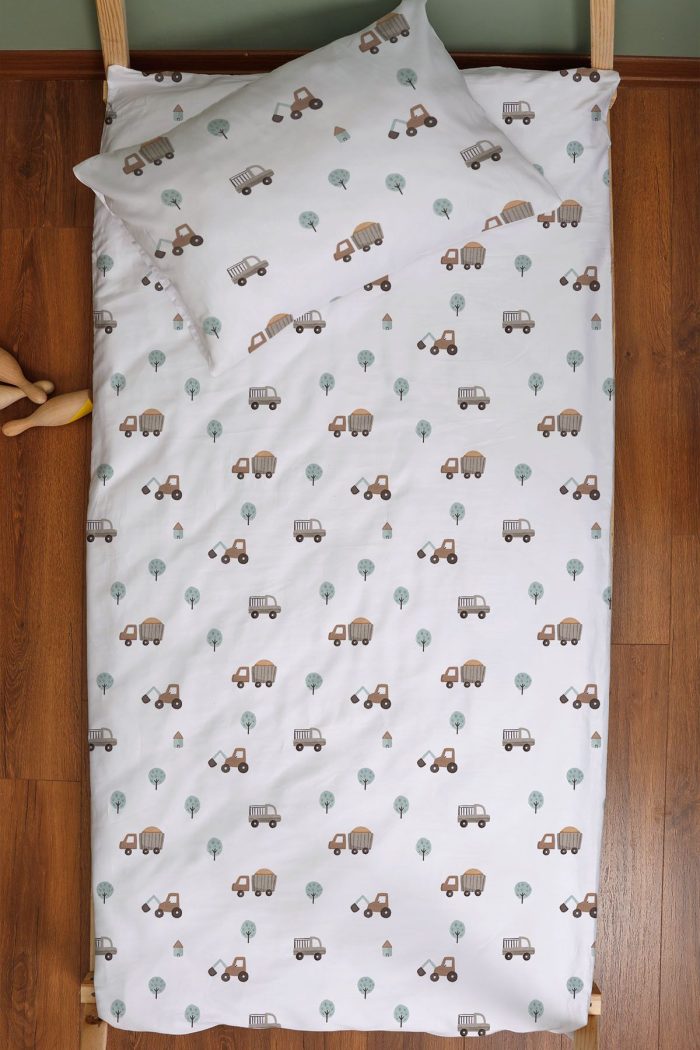 Organik Montessori Nevresim Seti (100x200) - Küçük Mühendis Rüyası - Görsel 3