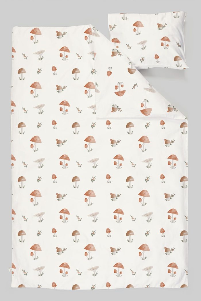 Organik Çarşaflı Park Yatak Nevresim Takımı (80x120) - Doğal Mantarlar - Görsel 3