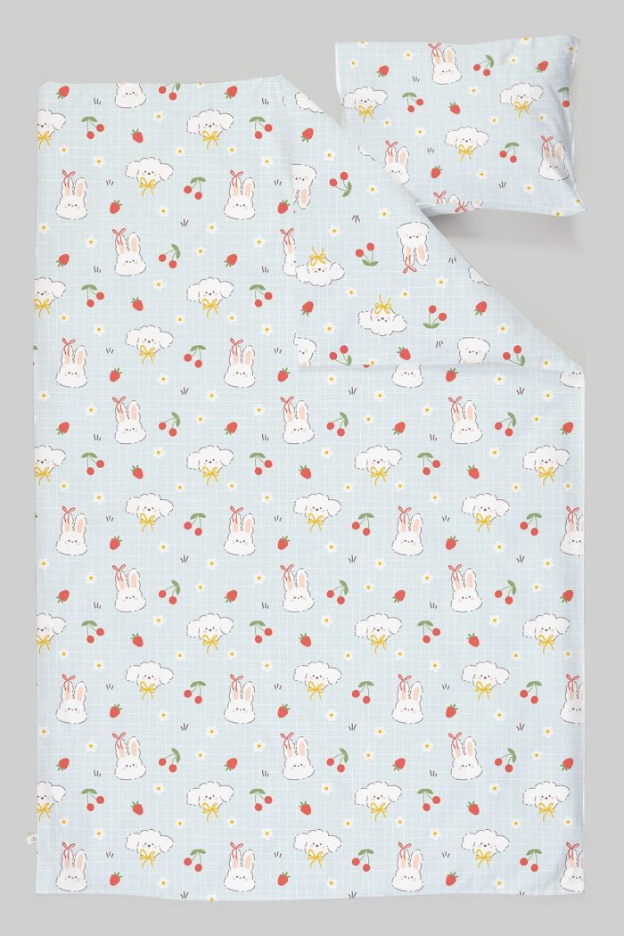 Organik Bebek Boy Nevresim Takımı (100x150) - Şirin Tavşanlar - Görsel 3