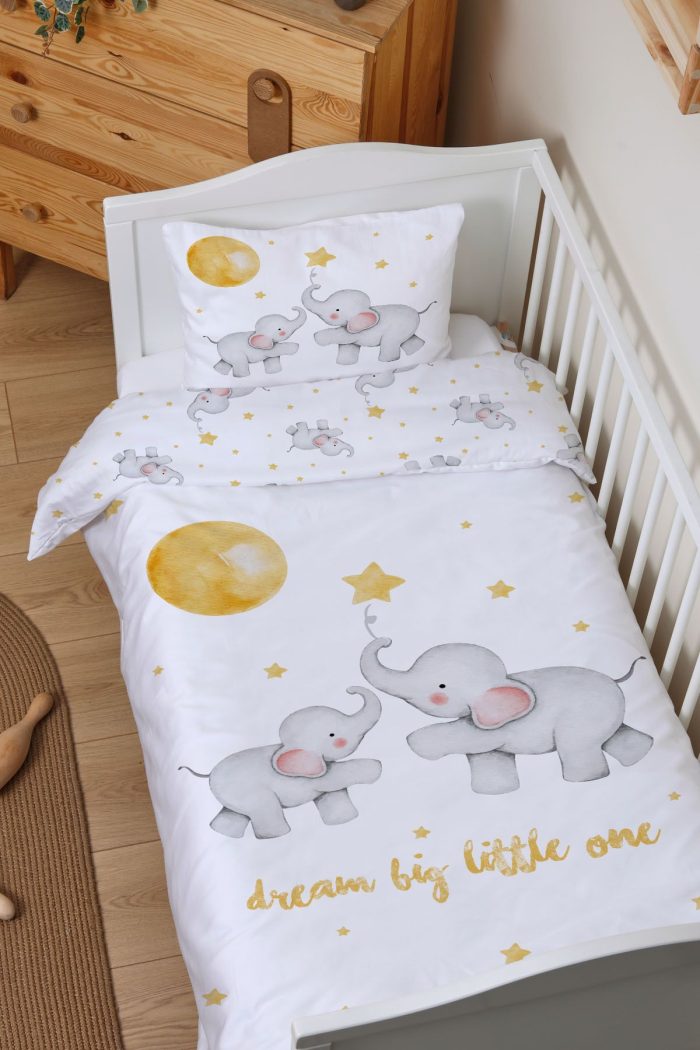 Organik Çarşaflı Park Yatak Nevresim Takımı (80x120) - Hayalperest Fil - Görsel 2