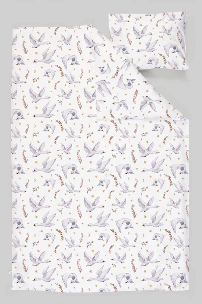 Organik Bebek Boy Nevresim Takımı (100x150) - Kuğu Dansı - Görsel 3