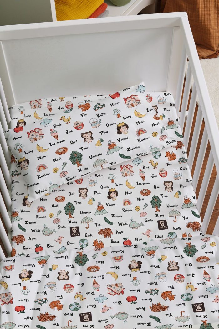 Organik Anne Yanı Nevresim Takımı (60x100) - Eğlenceli Kelimeler - Görsel 2