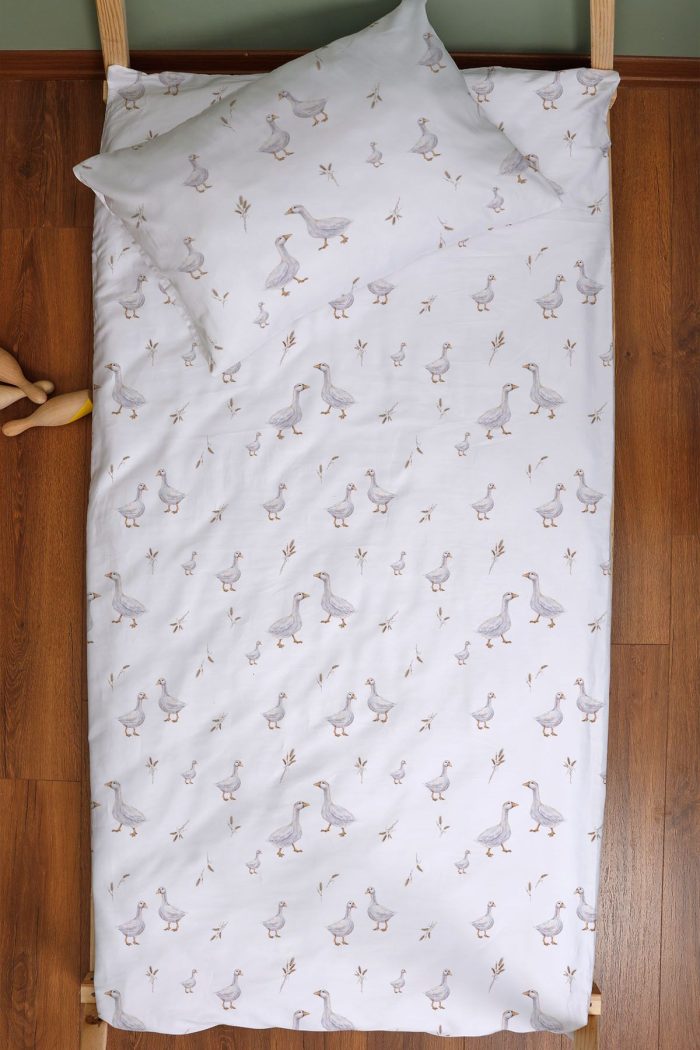 Organik Montessori Nevresim Seti (100x200) - Huzurlu Kanatlar - Görsel 3