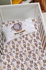 Organik Anne Yanı Nevresim Takımı (60x100) - Sevimli Orman Arkadaşım Fil - Görsel 2