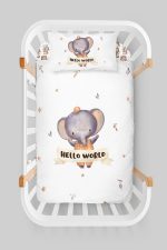 Organik Anne Yanı Nevresim Takımı (60x100) - Sevimli Orman Arkadaşım Fil - Görsel 3