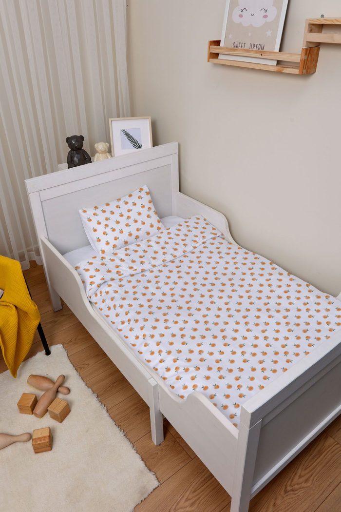 Organik Çarşaflı Bebek Nevresim Takımı (100x150) - Portakal Bahçesi - Görsel 2