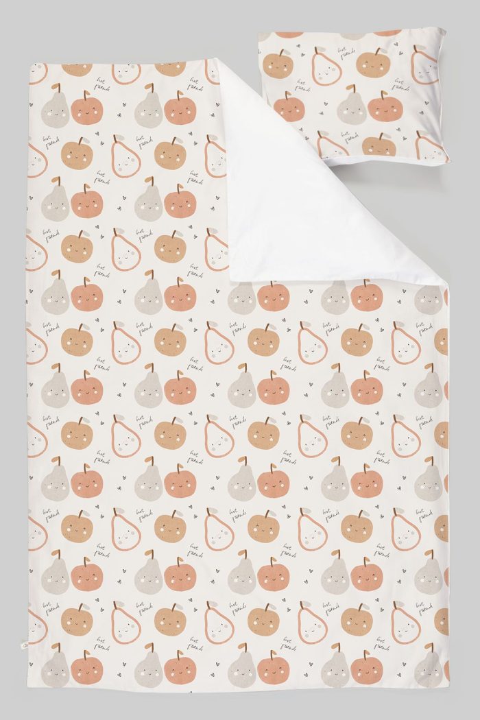 Organik Tek Kişilik Nevresim Takımı (160x220) - Minik Tatlı Meyveler - Görsel 3