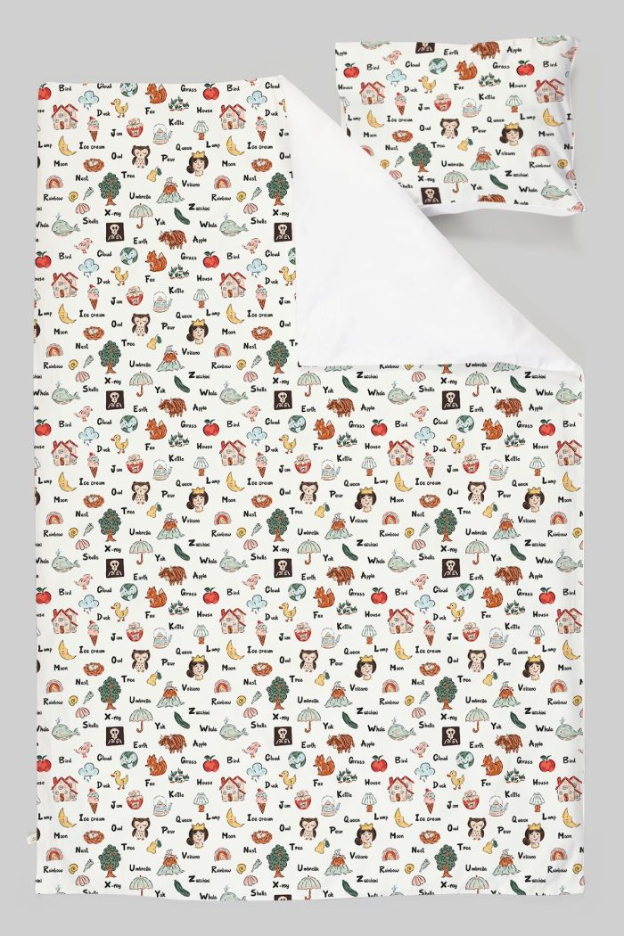 Organik Tek Kişilik Nevresim Takımı (160x220) - Eğlenceli Kelimeler - Görsel 3