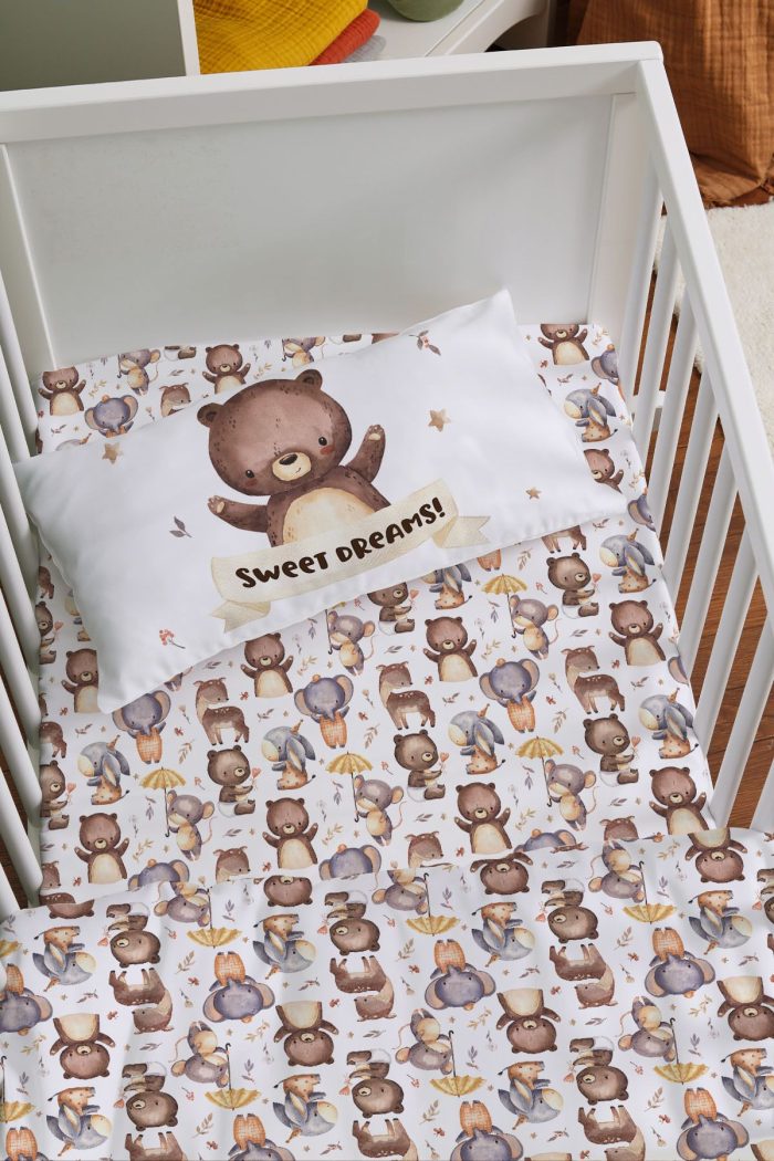 Organik Anne Yanı Nevresim Takımı (60x100) - Minik Dostum Ayıcık - Görsel 2