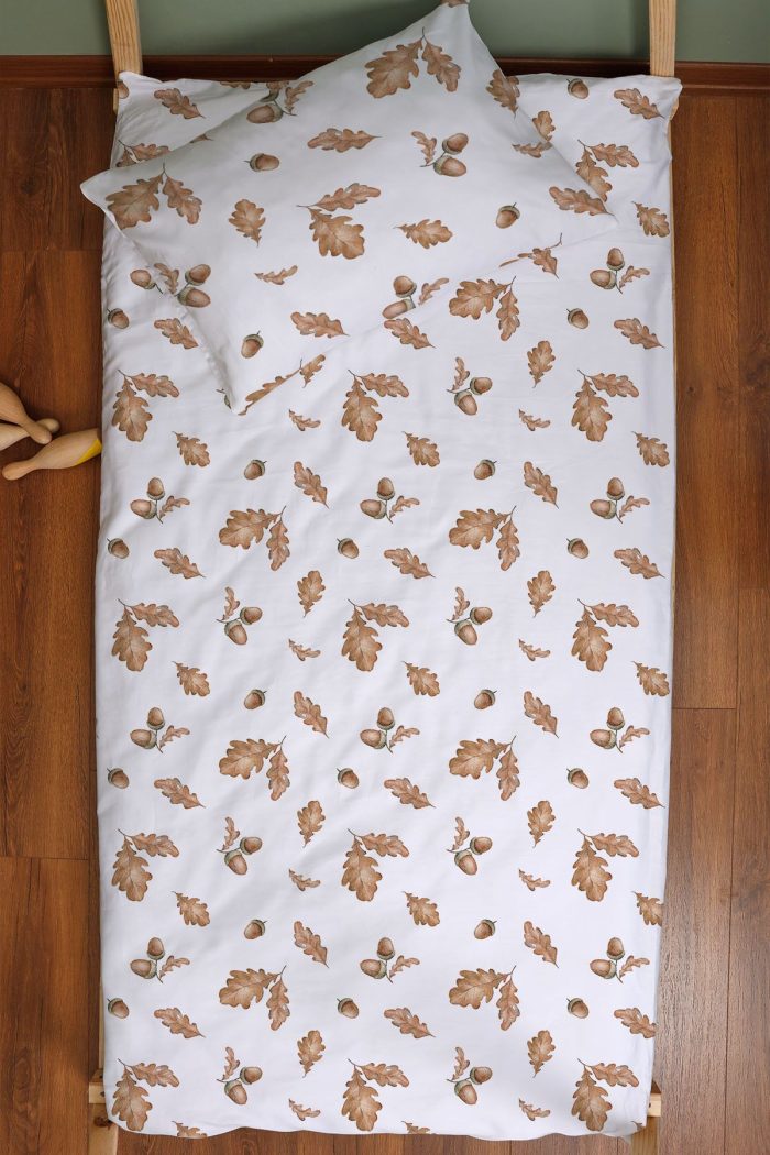 Organik Montessori Nevresim Seti (100x200) - Sonbahar Yaprakları - Görsel 3