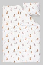 Organik Çarşaflı Bebek Nevresim Takımı (100x150) - Neşeli Tavşan Notaları - Görsel 3