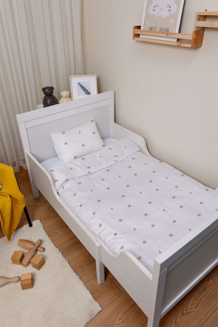 Organik Çarşaflı Bebek Nevresim Takımı (100x150) - Minik Limonlar - Görsel 2
