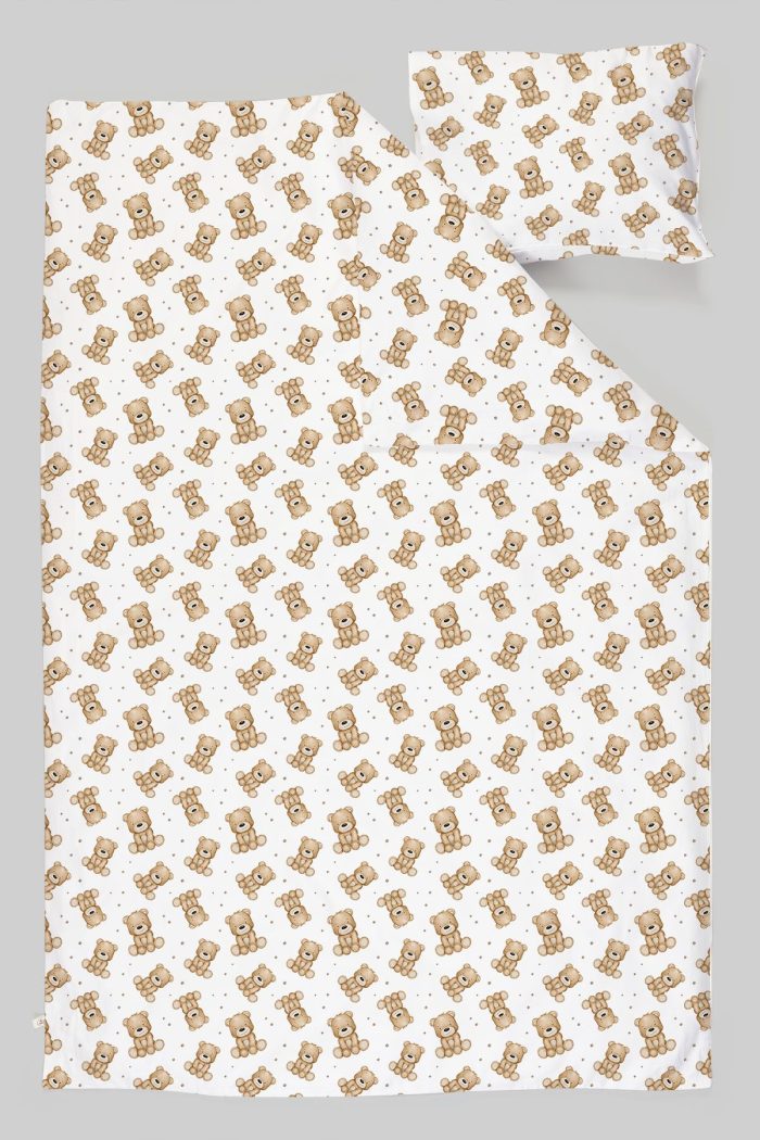 Organik Çarşaflı Bebek Nevresim Takımı (100x150) - Tatlı Ayıcık - Görsel 3