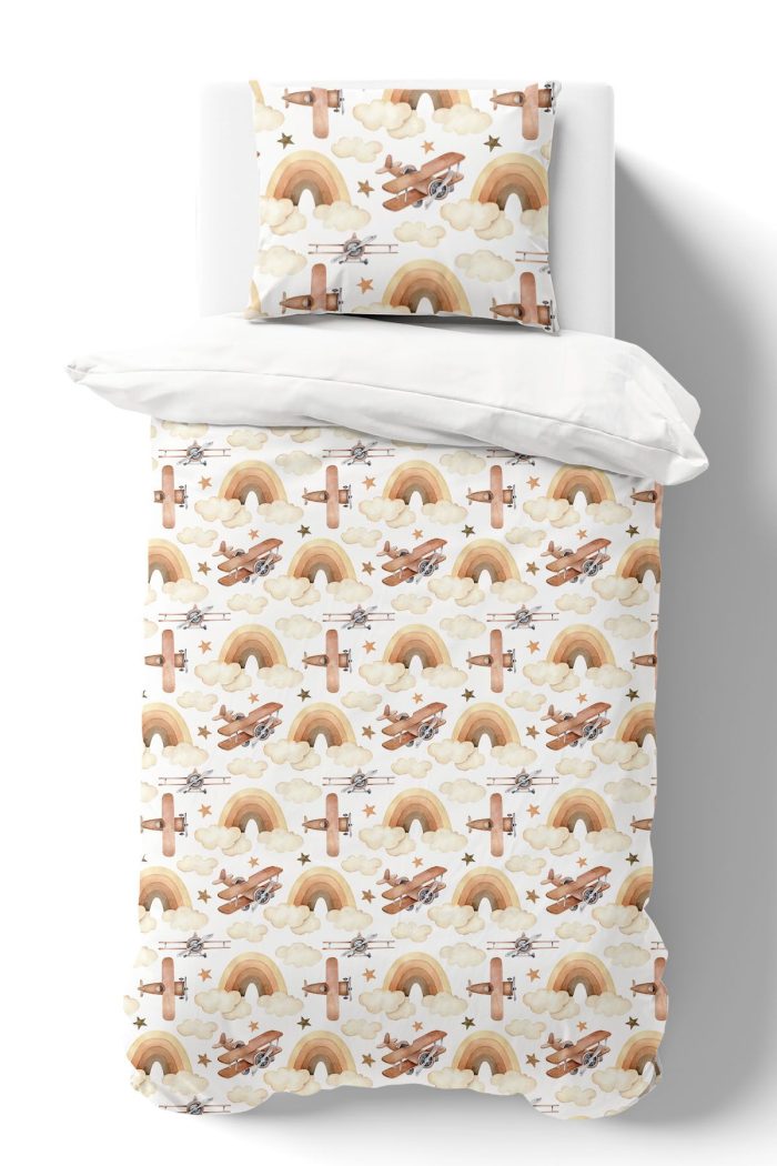 Organik Tek Kişilik Nevresim Takımı (160x220) - Uçan Hayal - Görsel 2