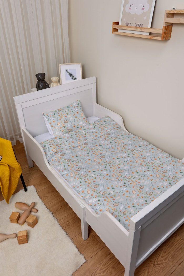 Organik Çarşaflı Bebek Nevresim Takımı (100x150) - Doğanın Minik Sesleri - Görsel 2