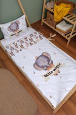 Organik Montessori Nevresim Seti (100x200) - Sevimli Orman Arkadaşım Fil