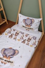 Organik Montessori Nevresim Seti (100x200) - Sevimli Orman Arkadaşım Fil - Görsel 2