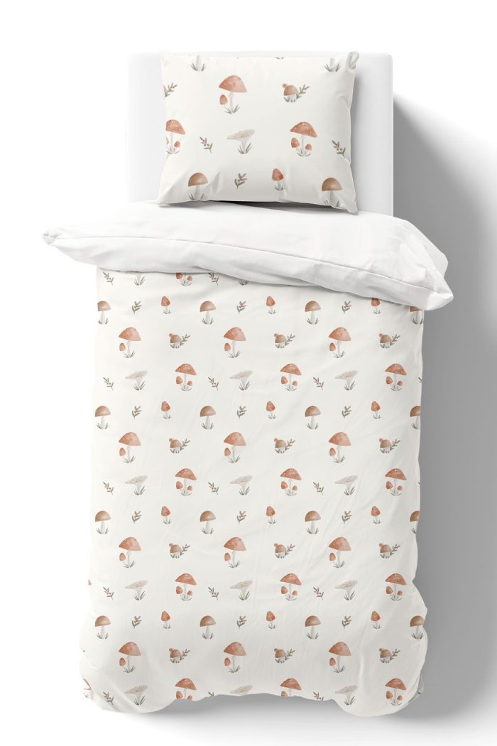 Organik Tek Kişilik Nevresim Takımı (160x220) - Doğal Mantarlar - Görsel 2