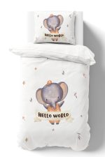 Organik Tek Kişilik Nevresim Takımı (160x220) - Sevimli Orman Arkadaşım Fil - Görsel 2