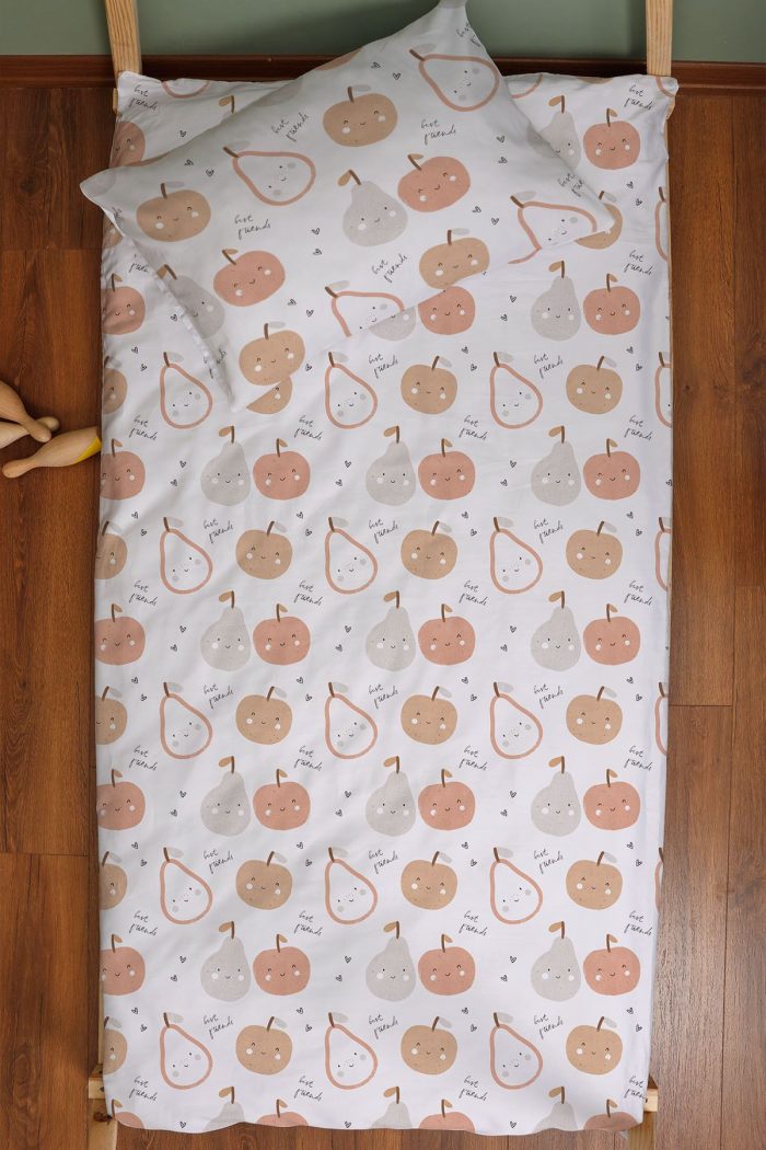 Organik Montessori Nevresim Seti (100x200) - Minik Tatlı Meyveler - Görsel 3