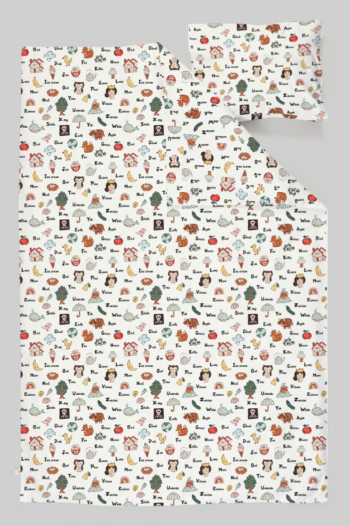 Organik Çarşaflı Park Yatak Nevresim Takımı (80x120) - Eğlenceli Kelimeler - Görsel 3