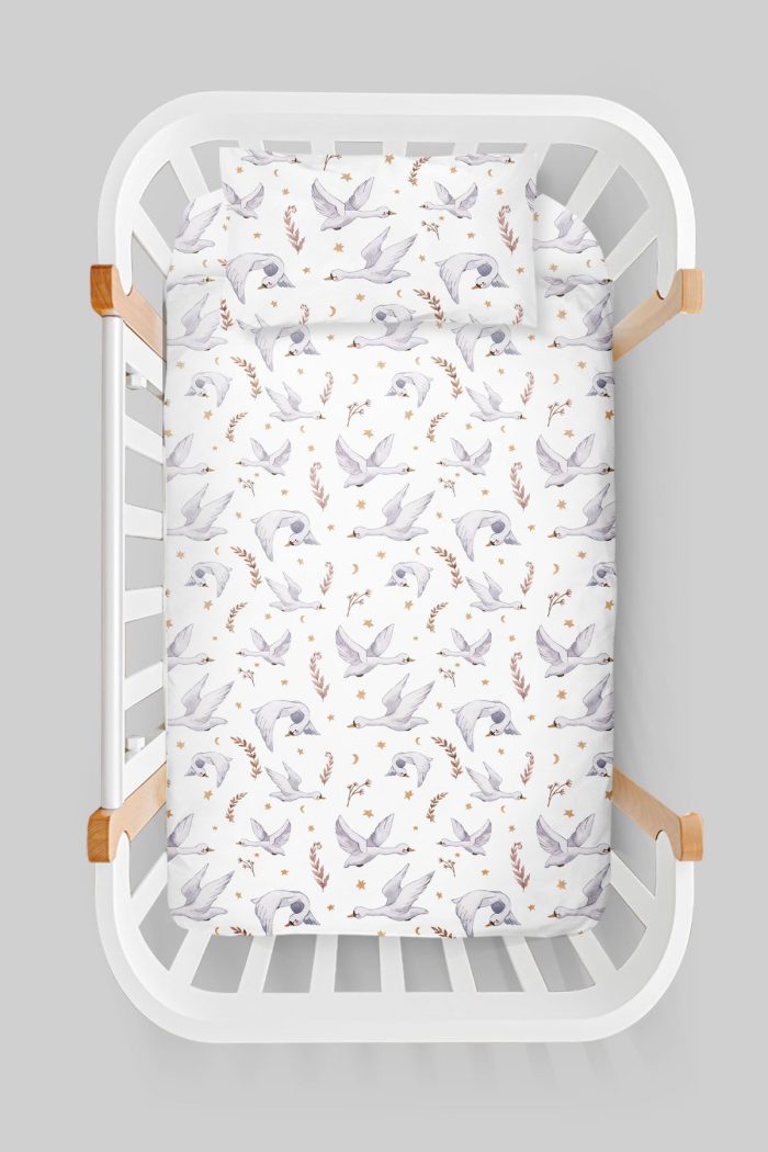 Organik Anne Yanı Nevresim Takımı (60x100) - Kuğu Dansı - Görsel 3