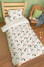 Organik Tek Kişilik Nevresim Takımı (160x220) - Neşeli Bulutlar