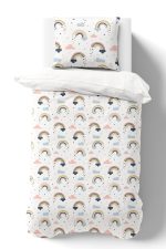 Organik Tek Kişilik Nevresim Takımı (160x220) - Neşeli Bulutlar - Görsel 2