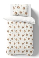 Organik Tek Kişilik Nevresim Takımı (160x220) - Sevimli Kış Ayısı - Görsel 2