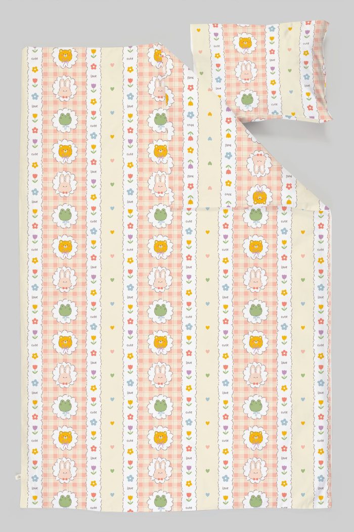 Organik Bebek Boy Nevresim Takımı (100x150) - Şirin Kahramanlar - Görsel 3