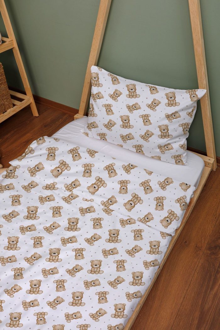 Organik Montessori Nevresim Seti (100x200) - Tatlı Ayıcık - Görsel 2