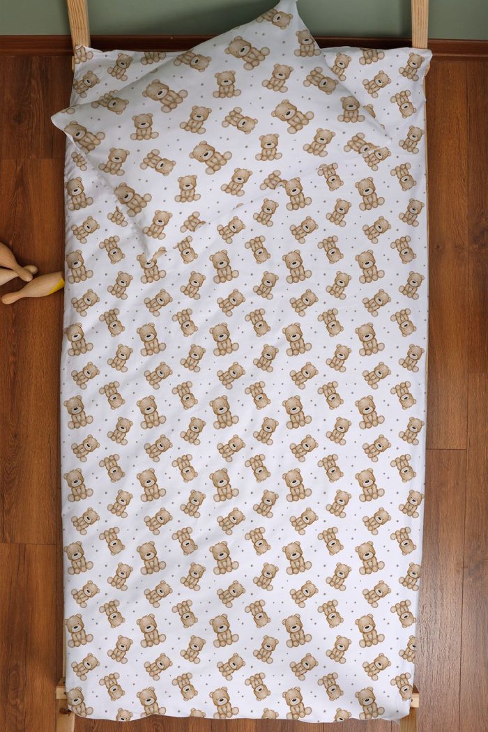 Organik Montessori Nevresim Seti (100x200) - Tatlı Ayıcık - Görsel 3