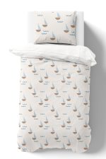 Organik Tek Kişilik Nevresim Takımı (160x220) - Yelken Rüyası - Görsel 2