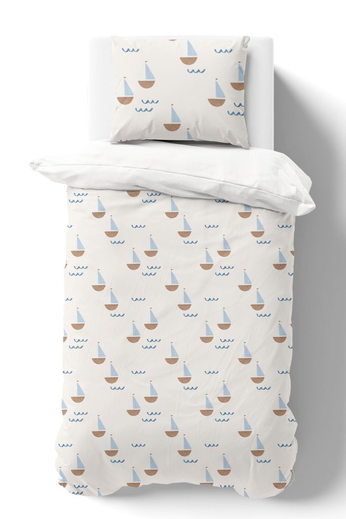 Organik Tek Kişilik Nevresim Takımı (160x220) - Yelken Rüyası - Görsel 2