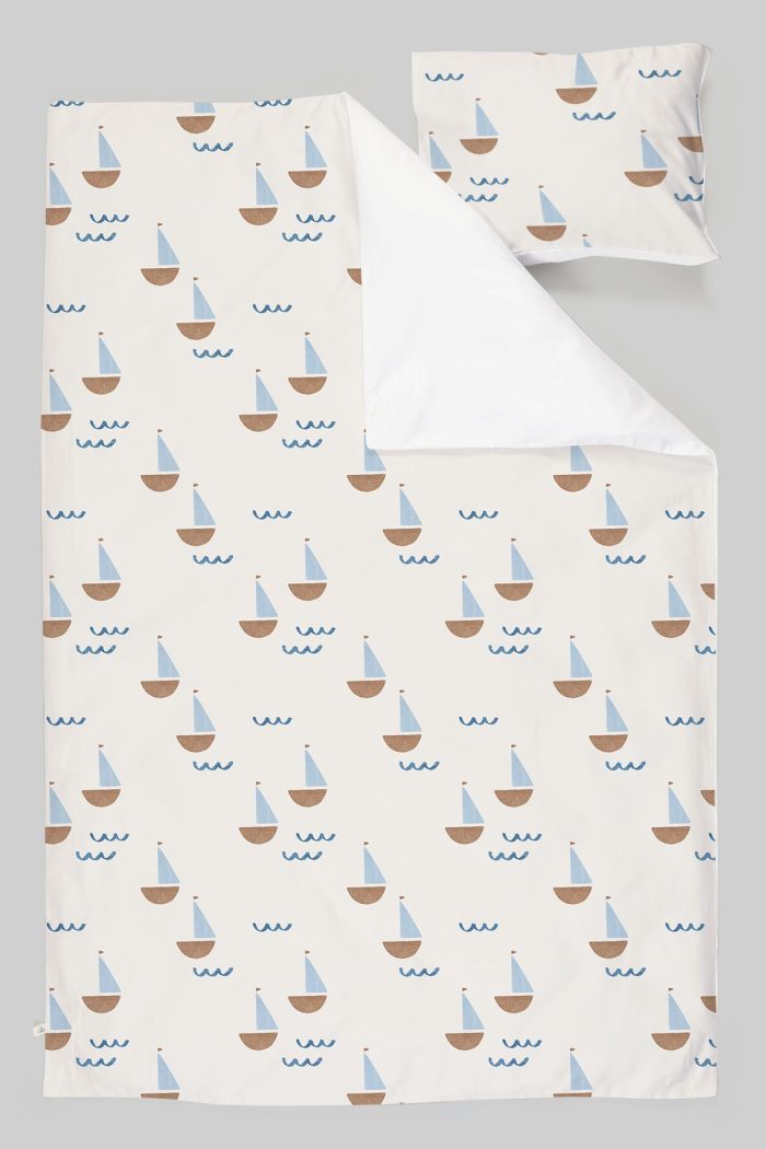 Organik Tek Kişilik Nevresim Takımı (160x220) - Yelken Rüyası - Görsel 3