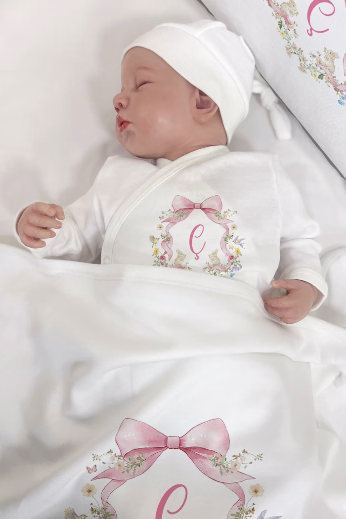 Organik 11'li Hastane Çıkışı - Floral Serisi - Ç Harfi - Görsel 4