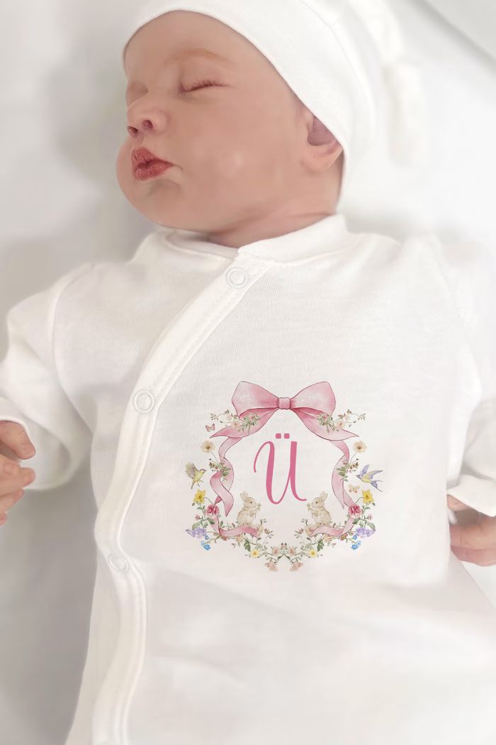 Organik 11'li Hastane Çıkışı - Floral Serisi - Ü Harfi - Görsel 2