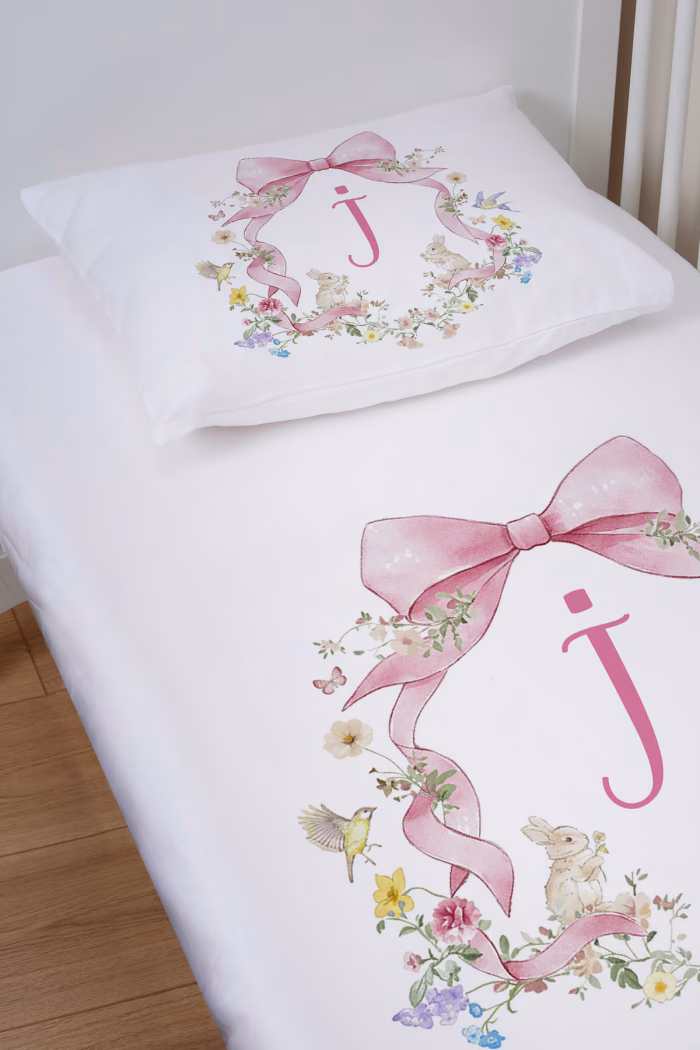 1_org_zoom-727.jpg Organik Bebek Boy Lastikli Çarşaf Seti - Floral Serisi - İ Harfi - Markkombin