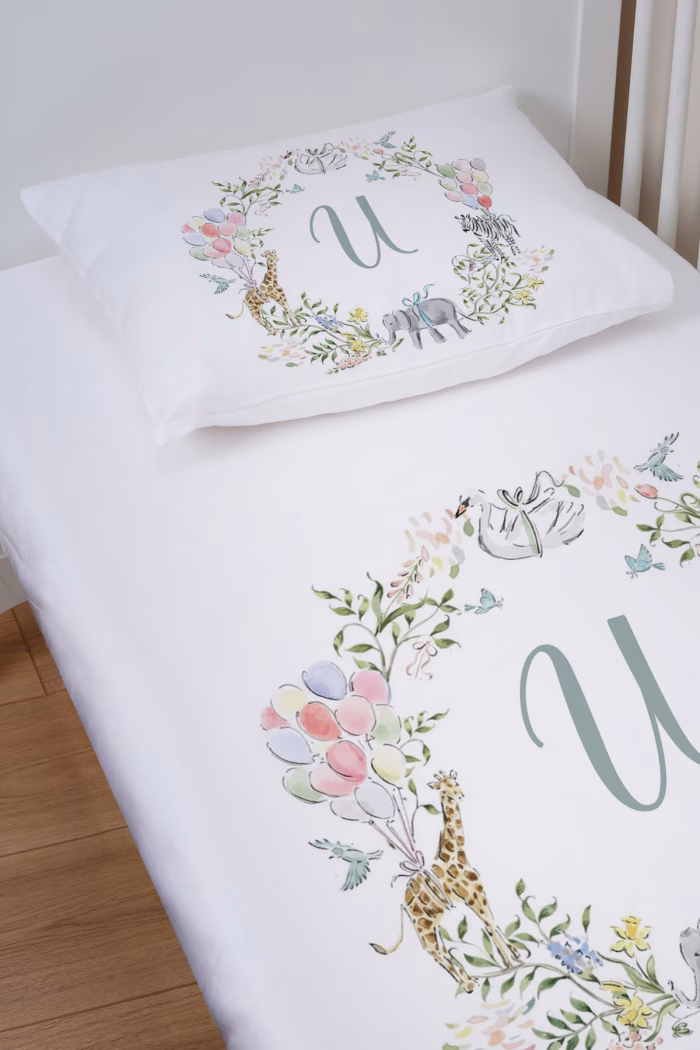 1_org_zoom-747.jpg Organik Bebek Boy Lastikli Çarşaf Seti - Safari Serisi - U Harfi - Markkombin