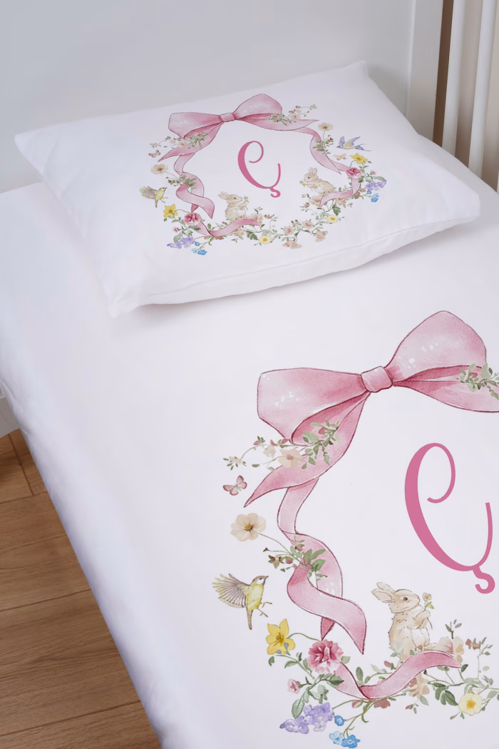 1_org_zoom-759.jpg Organik Bebek Boy Lastikli Çarşaf Seti - Floral Serisi - Ç Harfi - Markkombin