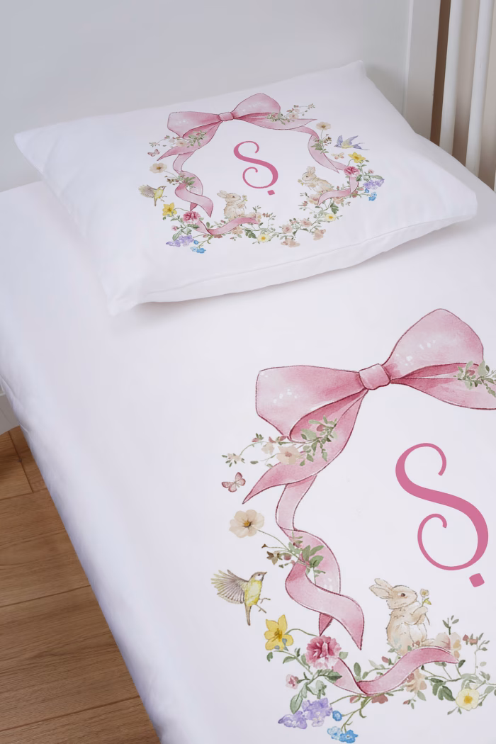 1_org_zoom-822.jpg Organik Bebek Boy Lastikli Çarşaf Seti - Floral Serisi - Ş Harfi - Markkombin