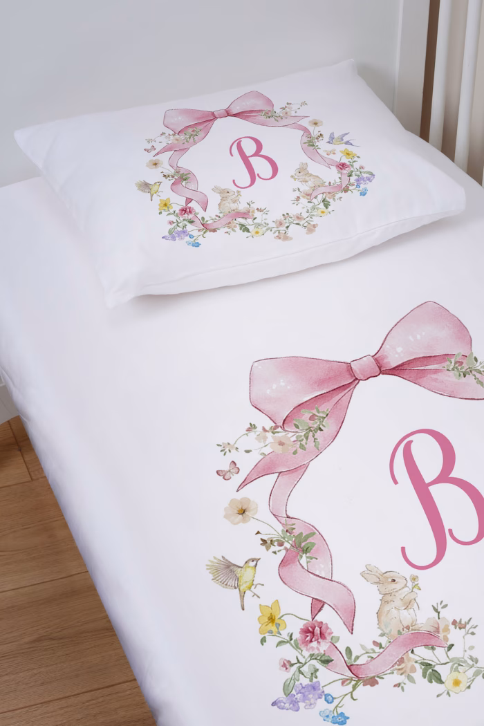 1_org_zoom-842.jpg Organik Bebek Boy Lastikli Çarşaf Seti - Floral Serisi - B Harfi - Markkombin
